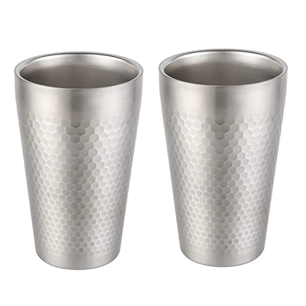 Tassen 2PC Edelstahl Tasse Doppelwand Isolierte Bier Kaffee Becher Kaltes Wasser Getränke Tassen Praktische Tragbare Küche Hause trinkgeschirr 230627