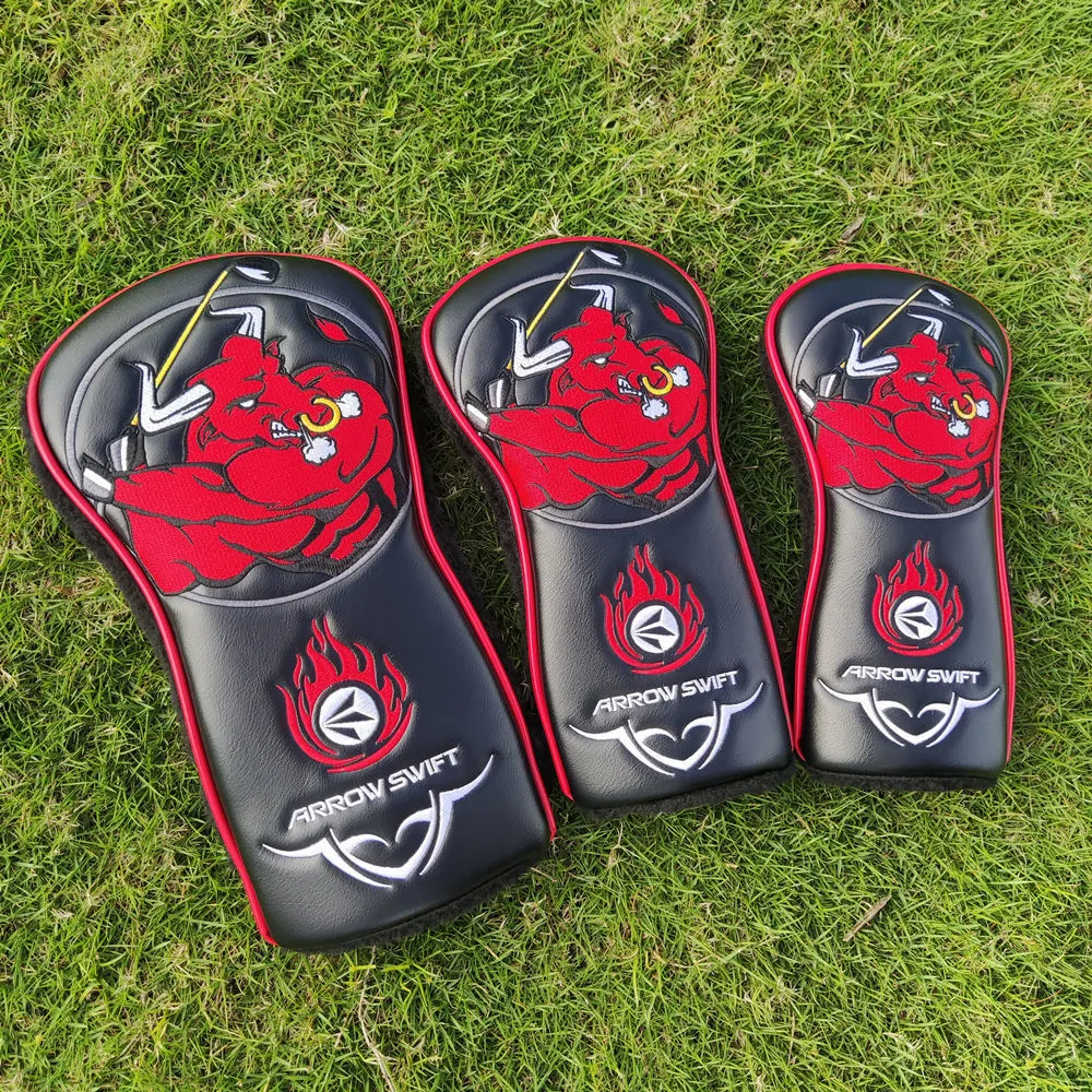 Inne produkty golfowe Golf Headcover Power Bull Wysoka jakość skóry PU jako zaprojektowana Driver Wood UT Club Covery 230628