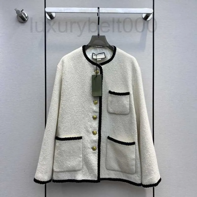 Women's Jackets designer 23 Early Spring New Logo Embroidered Gold Button White Fleece Coat ZLV7