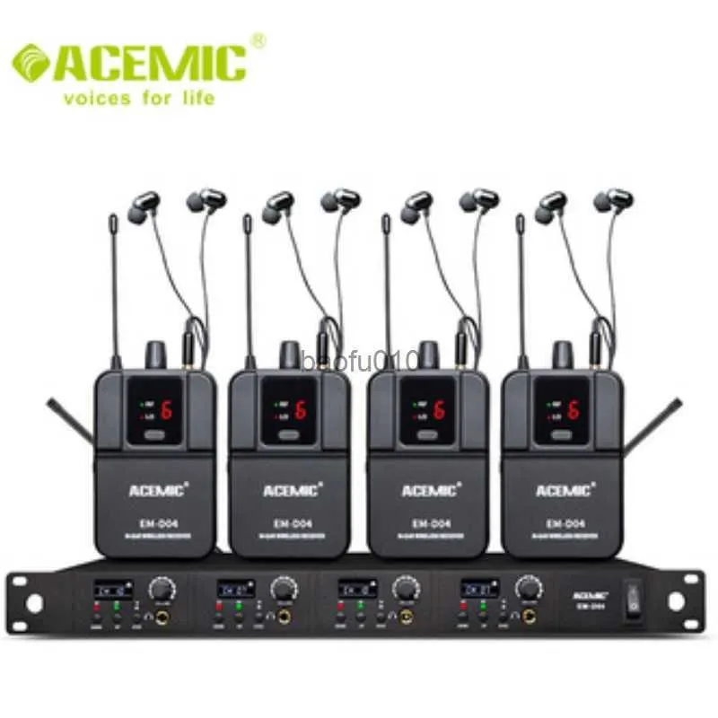 S New Release Acemic EM-D04 처음 4 채널 무선 인 이어 모니터 시스템 시스템 Bodypack Microphone Stage Performance Music Band L230619