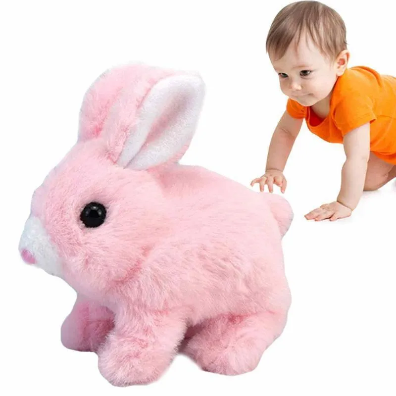 Jouet de Lapin Qui Marche, Jouet électronique interactif de Lapin en Peluche pour Animaux de Compagnie, Lapin en Peluche-blanc