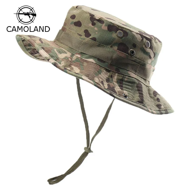 CAMOLAND Outdoor Camouflage Boonie Hüte Männer Eimer Kappe Militär Armee Panama Fischer Kappe Im Freien Sonne Kappe Hut Für Frauen Männer