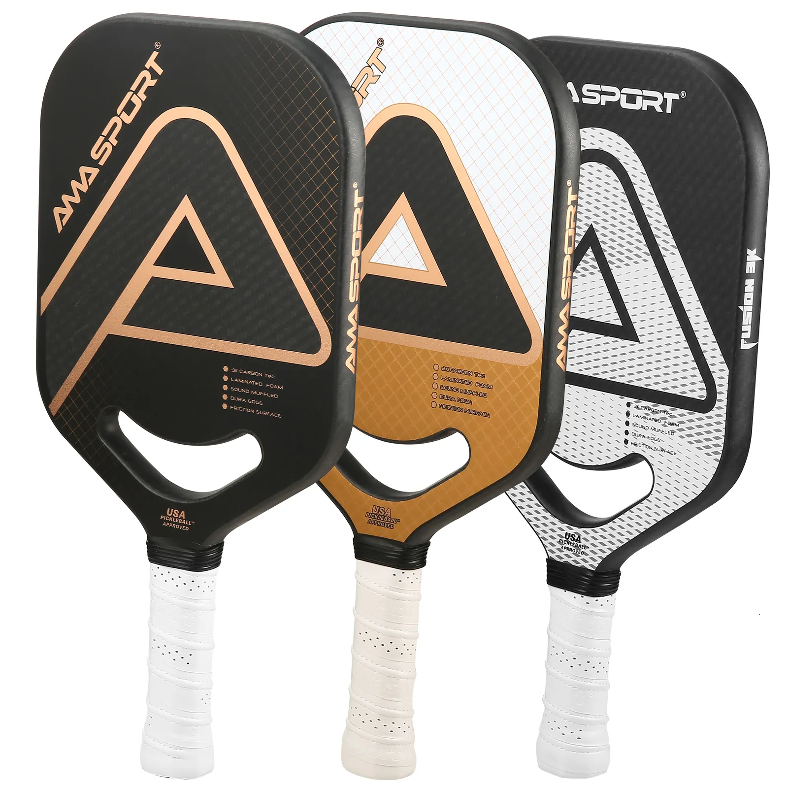 Raquetas de tenis AMASPORT USAPA Aprobado Pickleball Paddle Alargado 3K Fricción Fibra de carbono Textura Superficie Sin bordes PP001 PP002 230627