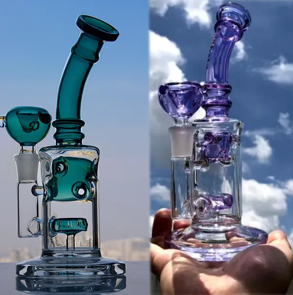 Hopahs Glass Bong Smoke Pipe Heady Glass Oil Rigs Percolator Dab Recycler Glass Water Bongs Chicha Shisha