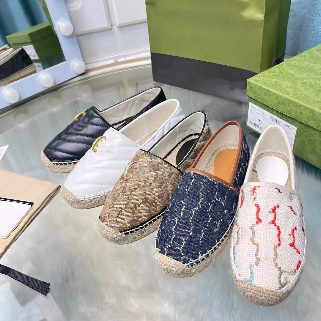 디자이너 여성용 Espadrille 텍스처 및 패턴 신발 짠 코드 플랫 단독 코드 고급 여성 플랫폼 신발 패브릭 트림 컴포트 수제 신발 01