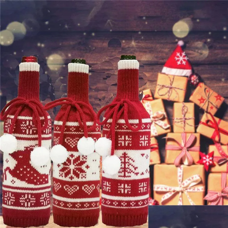 Christmas Decorations Wine Bottle Er Party Ornament Mini Plaid Coat Sweater Bags Xmas Year Dinner Decoration Jk2010Xb Drop Delivery Dhigl