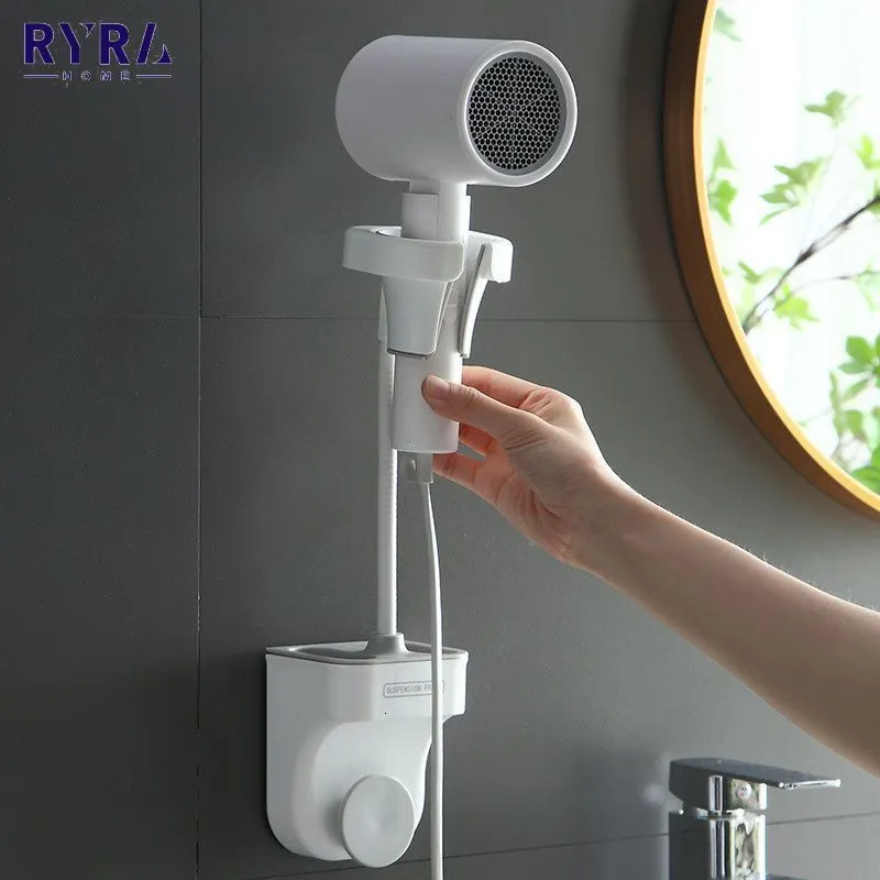 Mensole da bagno Porta asciugacapelli regolabile Home Bagno Supporto universale Montaggio a parete Asciugacapelli Rotazione a 360 gradi Ripiani in plastica Rack di stoccaggio 230628