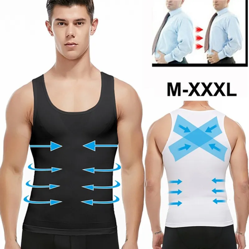 Midja mage shaper mens bantning body shaper formewear abs buk komprimering skjorta för att dölja gynekomastia moobs träningstoppar underskjortor 230629
