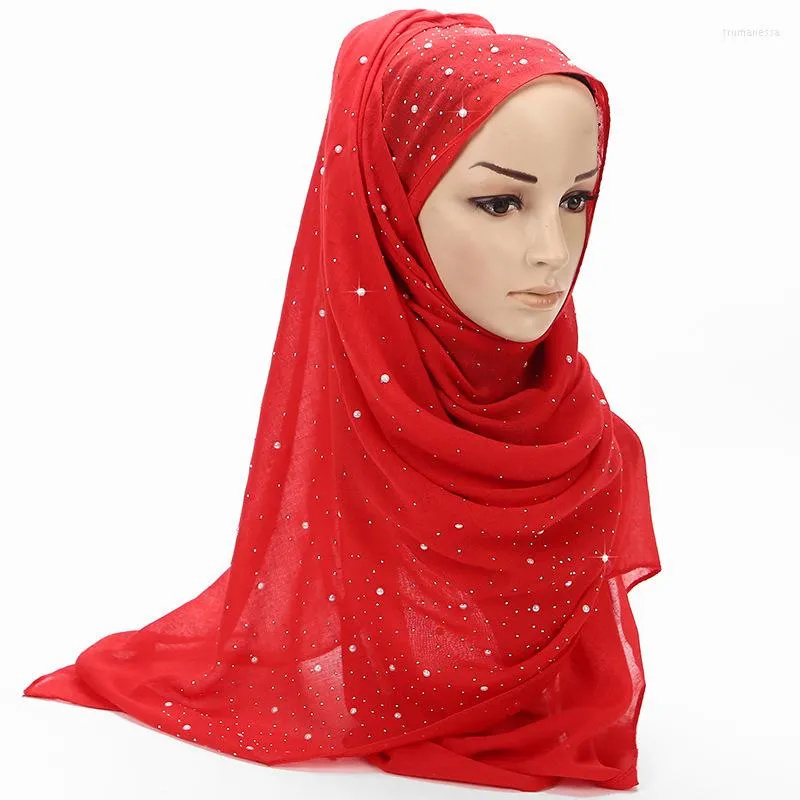 Cachecóis 2023 Cachecol Muçulmano de Cor Sólida Xales Feminino Algodão Preal E Wraps Pashmina Bandana Foulard Feminino Estrela Hijab Lojas