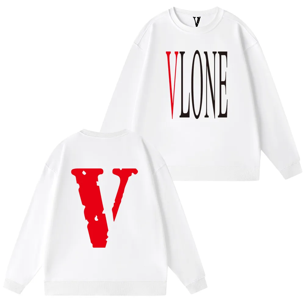 VLONE 男性パーカーメンズデザイナーパーカーパーカー女性服プルオーバーノースリーブ O ネックレタープリントオーバーコートトレーナーストリートファッション黒パーカー服