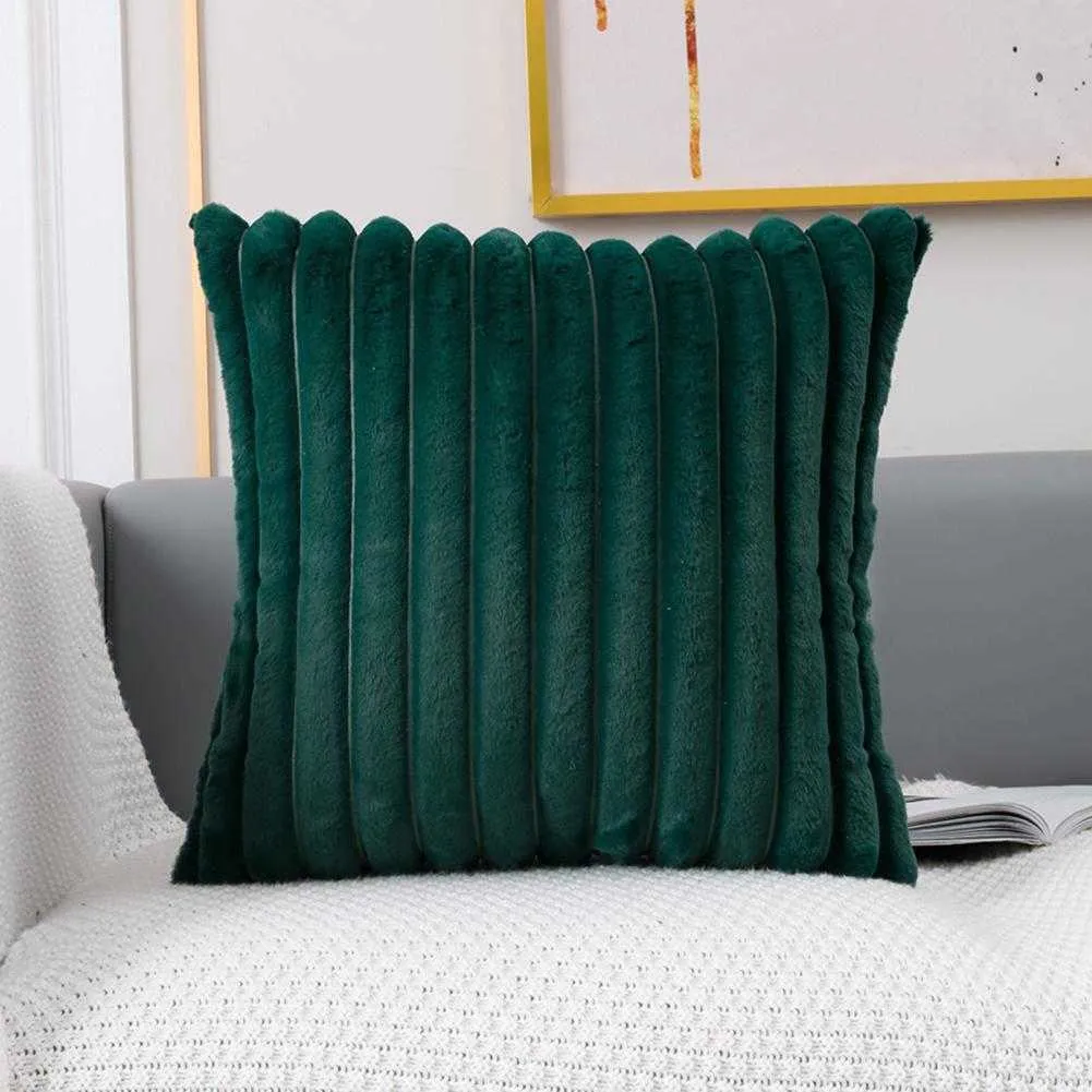 Подушка/декоративный современный чехол, многоразовый чехол для диванной подушки, мягкий на ощупь плюшевый чехол из искусственного кроличьего меха, защитный чехол
