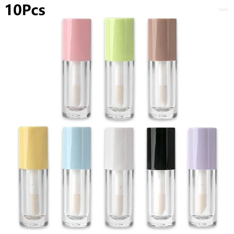 Bouteilles de stockage 6 ml 10 pièces Tube de brillant à lèvres Transparent avec bouchons colorés Portable conteneur vide bouteille rechargeable accessoires de voyage