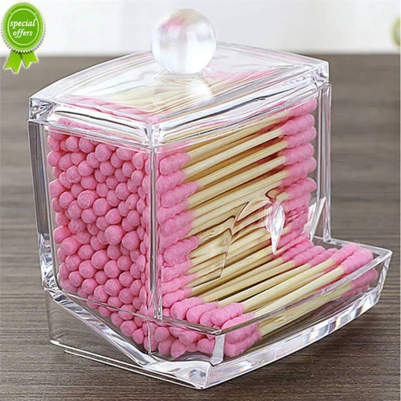 New Acrylic Cotton Swabs Storage Holder Box Portable Transparent Makeup Cotton Pad Cosmetic Container Jewelry Organizer Case