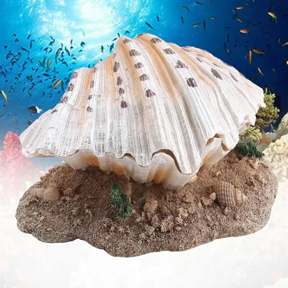 Other Home Garden Shell Pearl Bubbler Decor Aquarium Decoration Artificial Coral Reef Bubble Maker Fish Tank Ornaments 230628