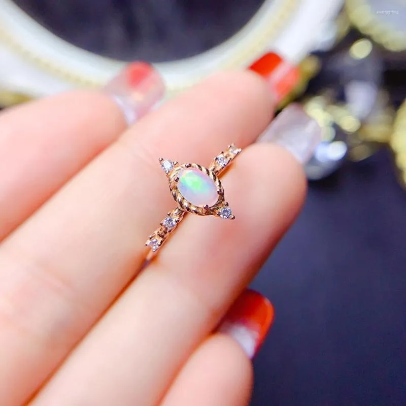 Cluster Rings Opal Sapphire Ruby Silver 925 Ring Engagement Luxury Gemstone Jewelry Wedding Fine regolabile