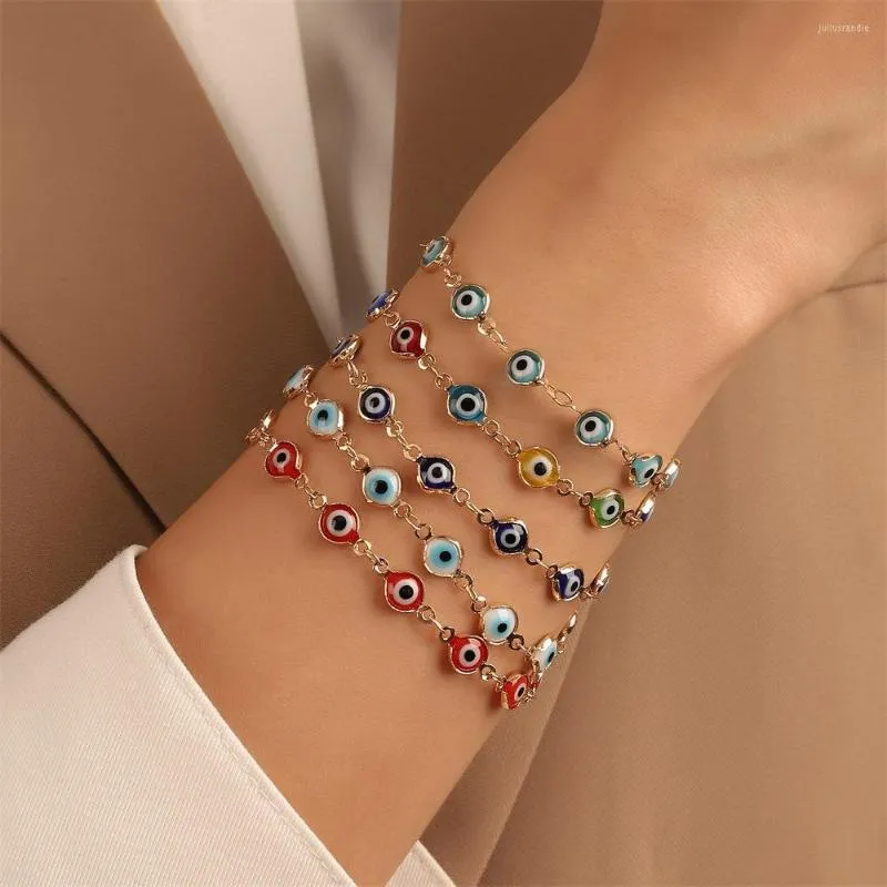 Pulseiras Link 2023 Devil's Eye Bracelet Vintage Simple Oil Drop Chain For Woman Fashion Set Joias Gifts