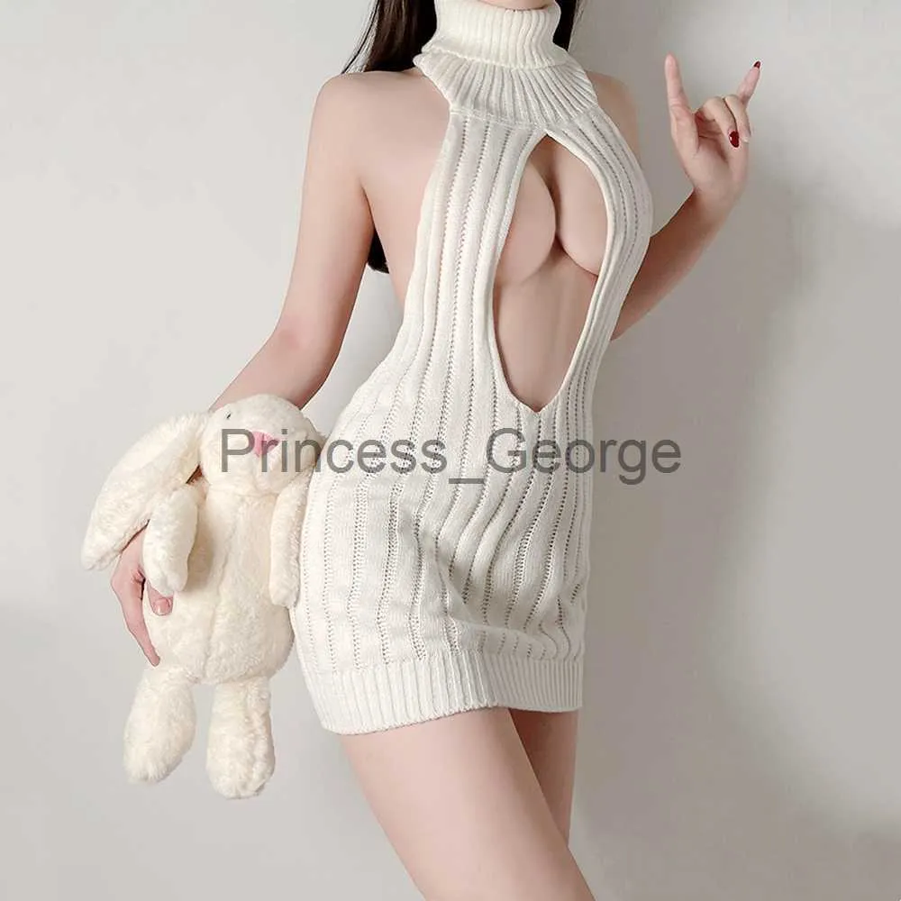 Party Dresses Lenceria sensual vestido Sexys mujer Mini Sweater Dress For Women Sexy Night Sex Erotic Lingerie Halter Backless Dresses Clothes x0629