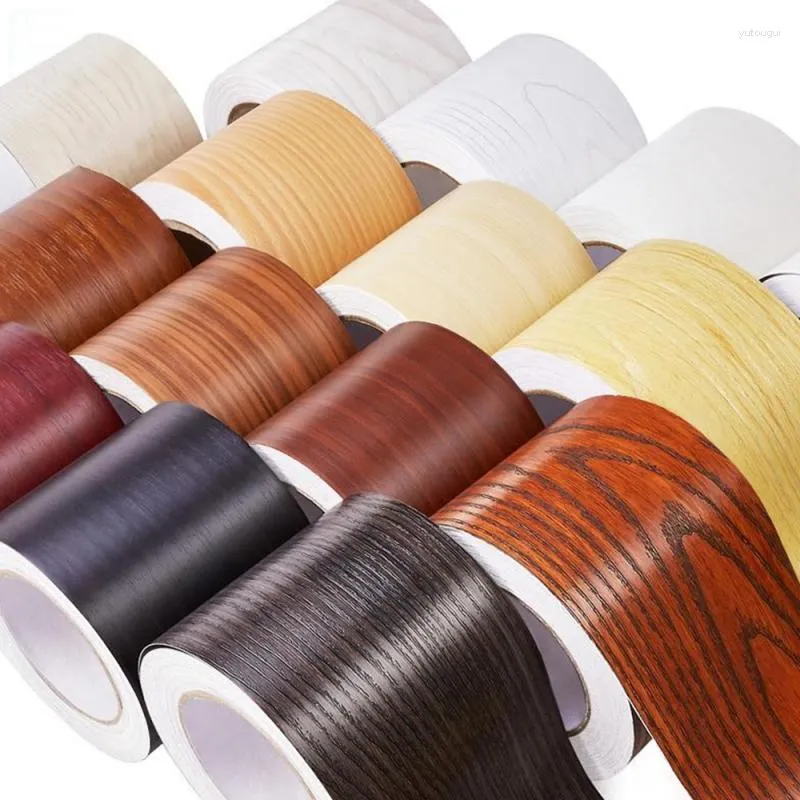 Wallpapers 10m Realistic Wood Grain Repair Duct Tape Furniture Renovation Adhensive Skirting Waist Line Floor Stickers Home Decor Wallpaper