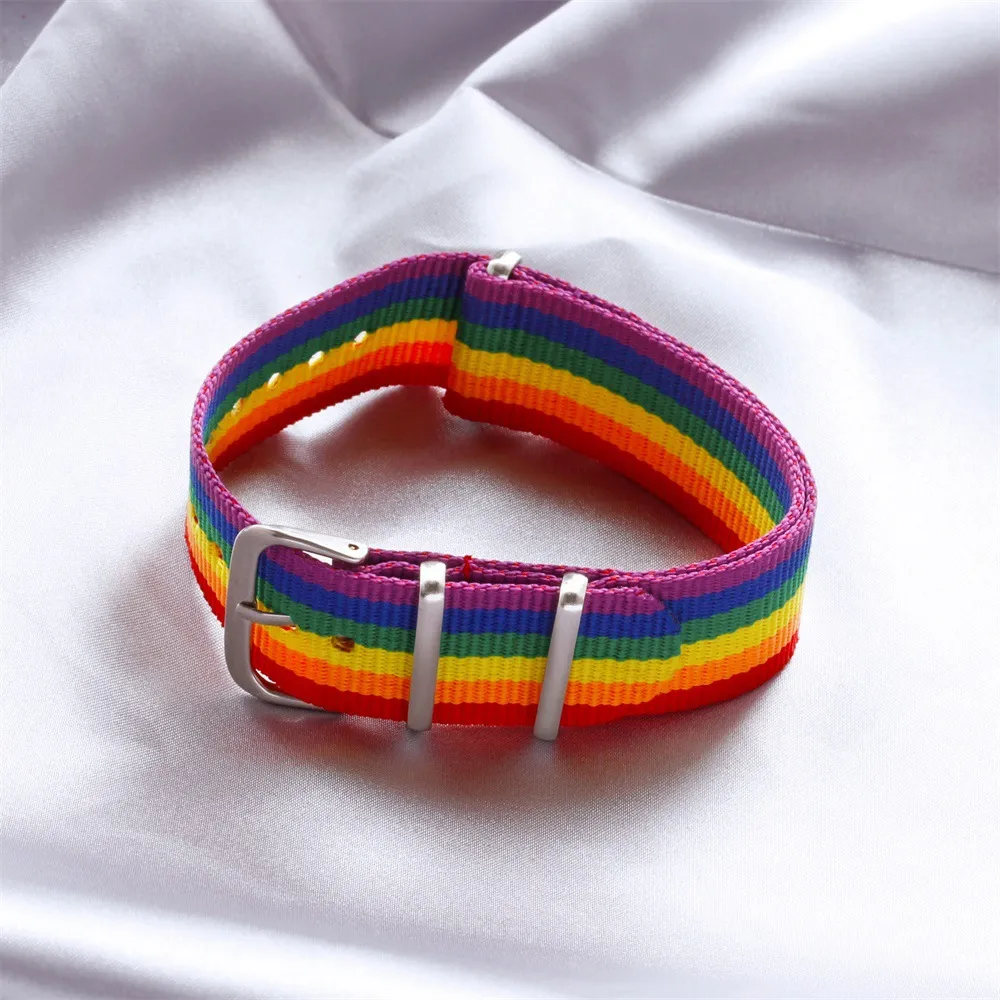 Rainbow Strap Bracelet Girls Boys Ladies Rainbow Wristband Bracelet Cotton Linen Adjustable Couple Jewelry Gift Jewelry