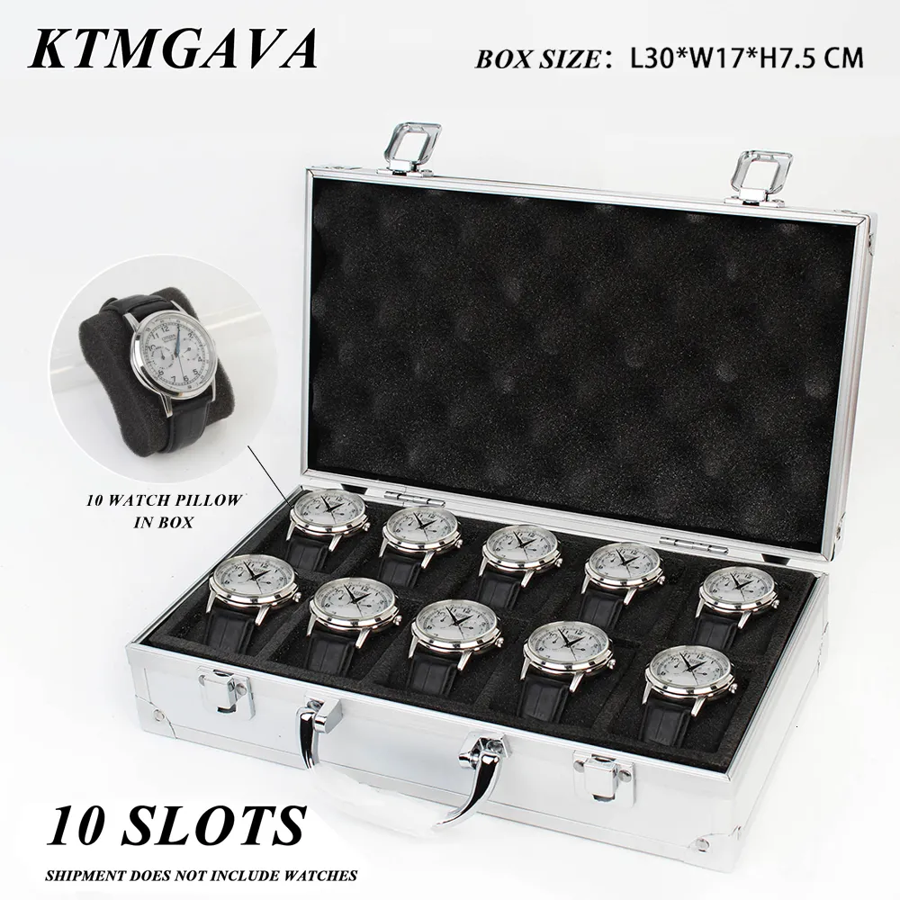 Smyckeslådor 10 Girds Luxury Premium Quality Watch Box Aluminium Alloy Produc Mönster Storage Clock Collection Gift 230628