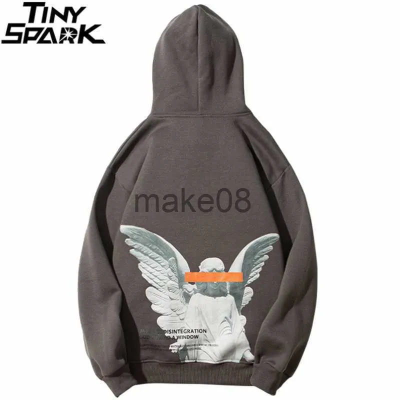 Men's Hoodies Sweatshirts Mens 2023 Hip Hop Streetwear Harajuku Pullover Angel God Printed Hoodie Pocket Cotton Fleece Pullover Grey Hooded Sweatshirt J230629