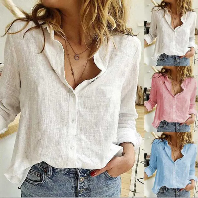 Spring Womens Blouses Shirts Aprmhisy Women Cotton Linen Long Sleeve Casual Streetwear Shirt Blouse Blusas Feminina 230509