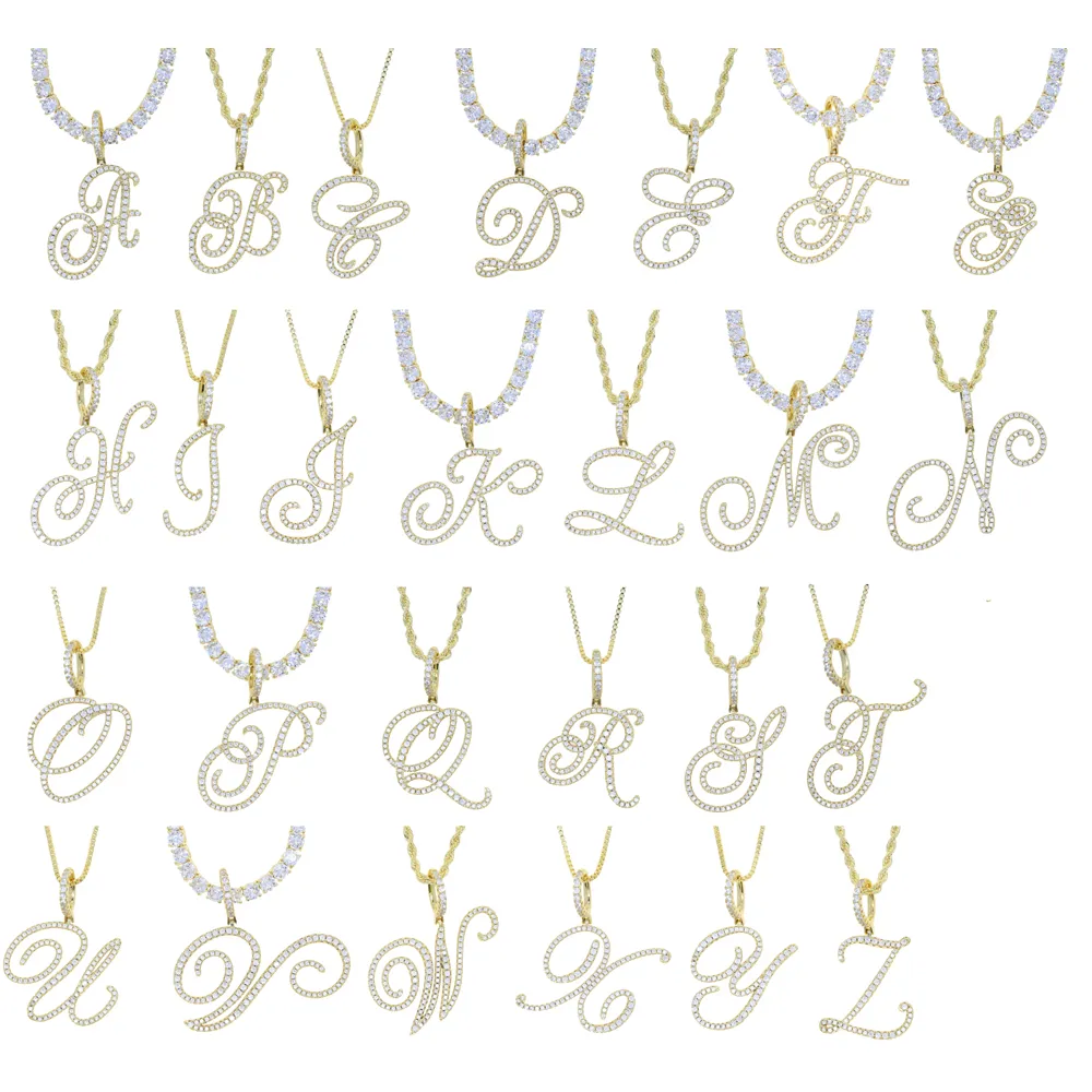 26 Copperplate Alphabet Pendant Halsband CZ PAVED CHARMS Anpassa namn Land Initialer Brev Smycken