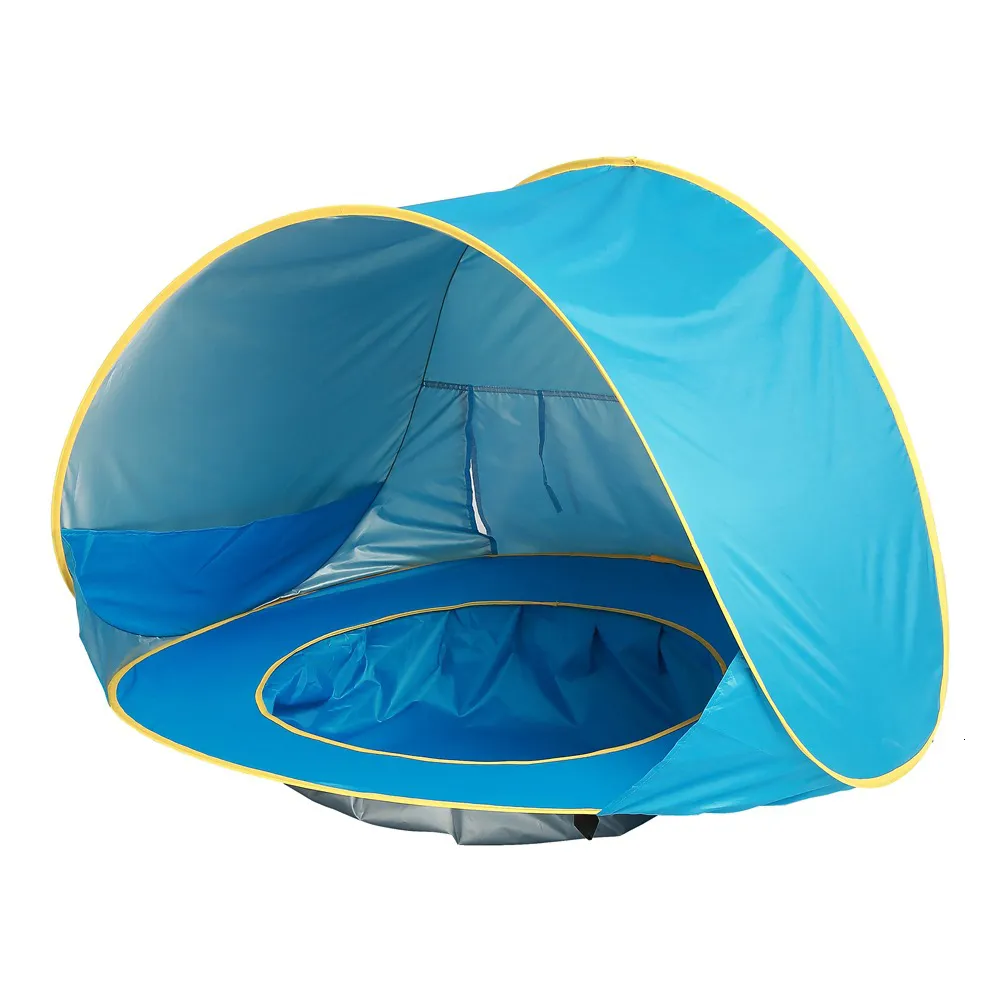 Игрушечные палатки Детская пляжная палатка с бассейном Портативная складная солнцезащитная палатка Водонепроницаемый Крытый Открытый Кемпинг Зонт Пляжная палатка Для детей Дети 230629