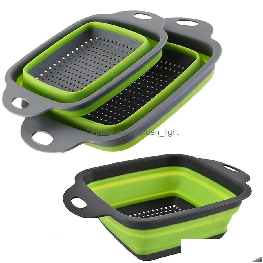 foldable fruit vegetable washing basket strainer portabl food grade silicone colander collapsible drainer kitchen tool kdjk2003