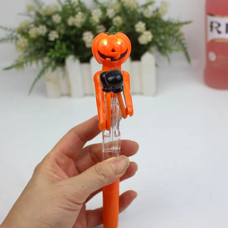 Pens 10Pcs Pumpkin Boxing Ballpoint Pen Halloween Pen With Glow Lights Children's Prize Cute Gift Ballpoint Pen Decompression Toy