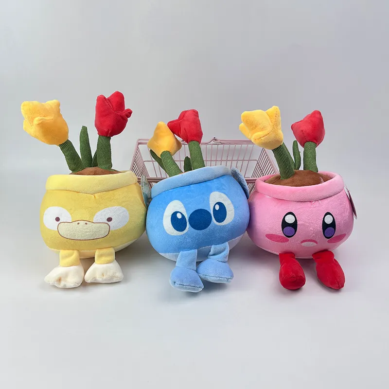 Groothandel anime schattige Kaby bloempot knuffels Stitch ingemaakte pop kinderspellen speelkameraadjes vakantie geschenken indoor decoratie