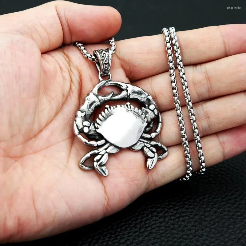 Pendant Necklaces High Quality Crab Necklace For Men Stainless Steel Ocean Animal Trendy Hip Hop Jewelry Gift Wholesale