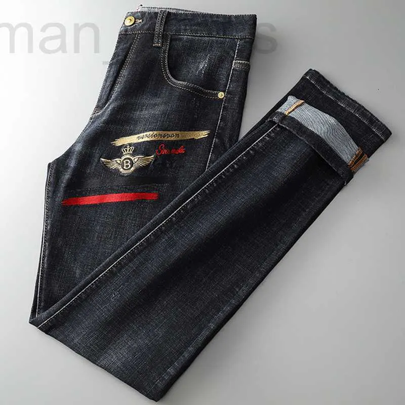 Jeans da uomo firmati 2021 Autunno New Bentley Grade Pantaloni casual elasticizzati dritti coreani Fashion Denim stampato DDAT
