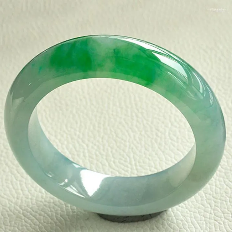 Bangle Real Myanmar Green Jade Ręcznie rzepka Bransoletka Jadeite dla kobiet biżuteria