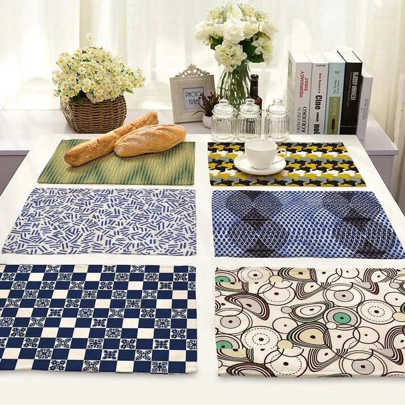 Table serviette artistique abstraite géométrique Mandala Life 4 pièces Set Cuisine Mattes de cuisine Coton Modèle Decorative Placemats