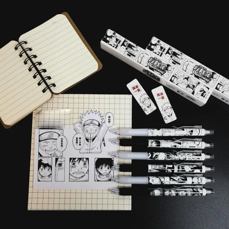 Pennor 24 st/mycket kreativt ninja gel penna söt 0,5 mm svart signatur pennskolekontor skriver leveranser reklam gåva