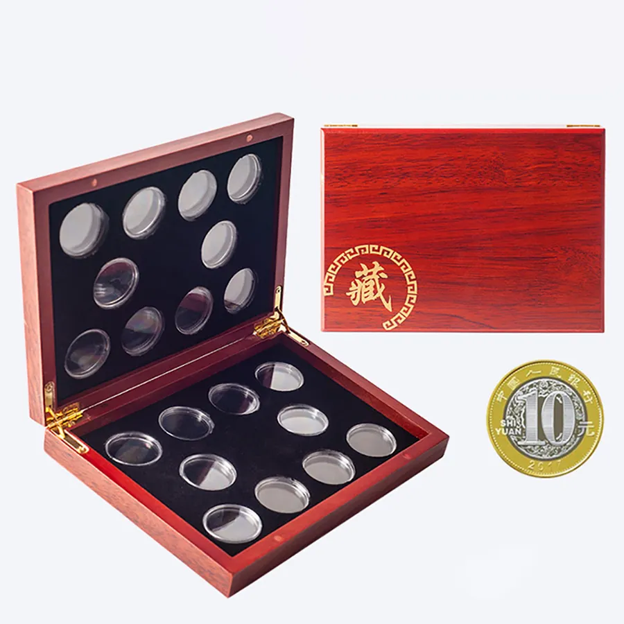 Opslag Houders Rekken Rode Ronde Munten Case Houders Opslag Container Display 27mm 40mm Cases Houten Doos Herdenkingsmunten Verzameldoos CY 230628