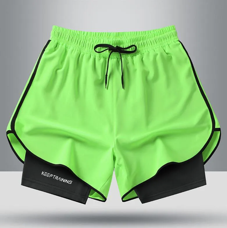 Shorts Masculino Running 2 Em 1 Compressão Casual Preto Fitness Beach Bottoms Secagem Rápida Treinamento Jogging Calças Curtas Para Esporte