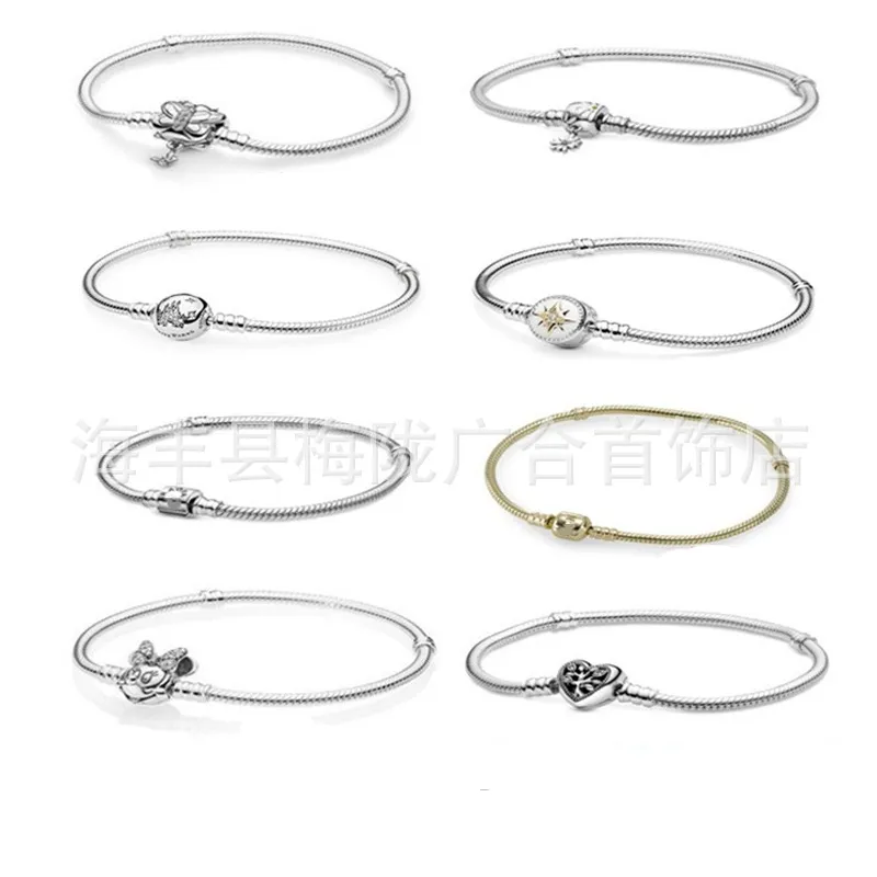 2023 Kvinnors sterling silver pandora charm diamantfjäril älskar släktträd armband halsband säkerhetskedja öron studs mode universal armband för män och kvinnor