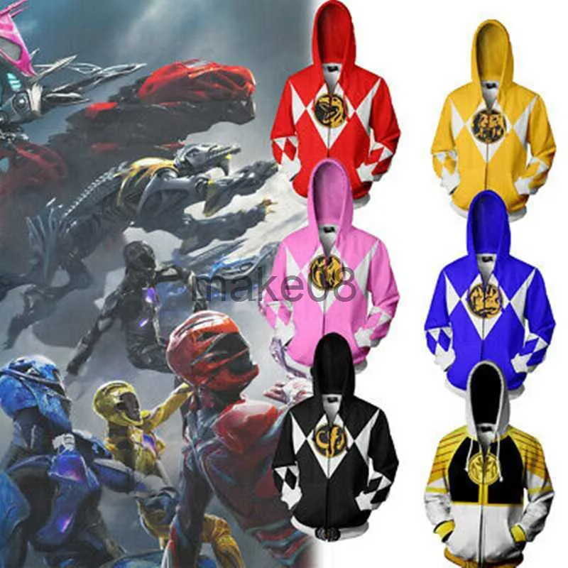 Herrhuvtröjor Sweatshirts Vuxna barn Power Samurai Sentai Shinkenger Rangers Come Superhero Cosplay Halloween Birthday Party Hoodie J230629