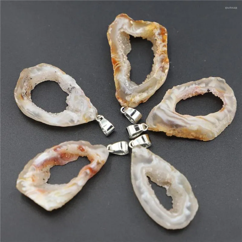 Pendant Necklaces Stylish Natural Stone Agate Card-Patterned Necklace Charm Irregular Shape DIY Women's Jewelry Making Decorative Size