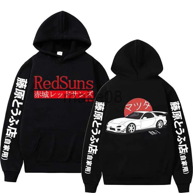 Heren Hoodies Sweatshirts Anime Initial D Hoodies Mazda RX7 Gedrukt Hoodie Mannen Vrouwen JDM Automobile Cultuur Hoodies Unisex Mode Sweatshirt Streetwea J230629