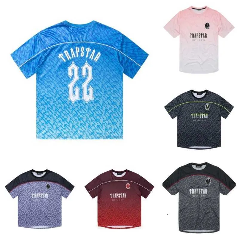 Мужская футболка Trapstar Foot Jersey Summer Casual T-shirts Mesh No.22 Printed Men Sportswear Hip Hop Street Fashion Vw2n