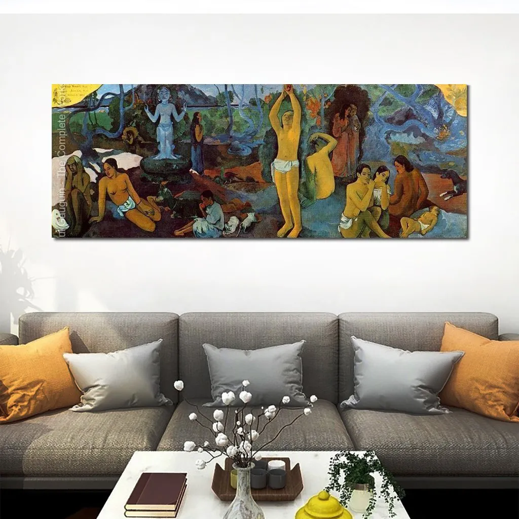 Leinwandkunst „Where Do We Come From What Are We Doing Where Are We Going“ Paul Gauguin Gemälde Handgefertigte moderne Kunstwerke Wanddekoration