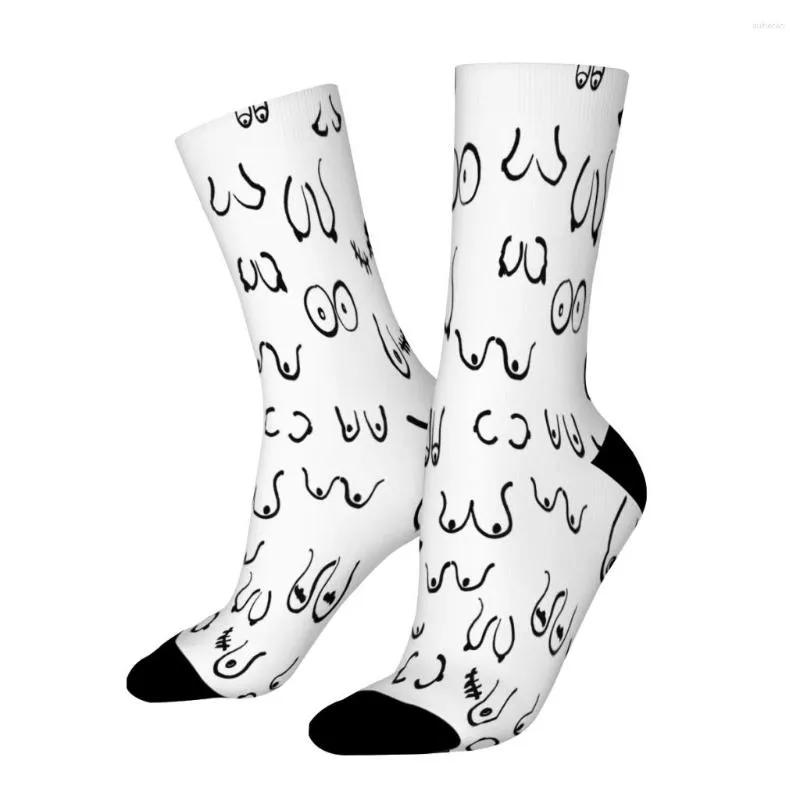 Мужские носки Sketch Black And White BOOBS Straight Male Mens Women Autumn Stockings Polyester