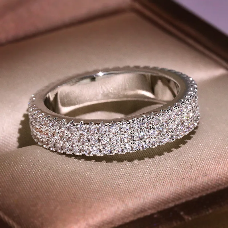 Stainless Steel Wedding Bands Love Rings With Cubic Zirconia