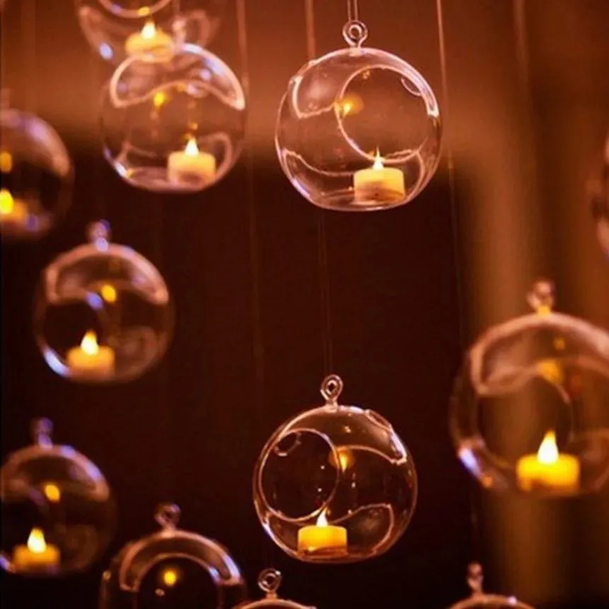 1PC 60 mm wiszący Tealight Holder Globes Terrarium Wedding Candle Holders Wazon Wazon Home Inn Dekoracja baru