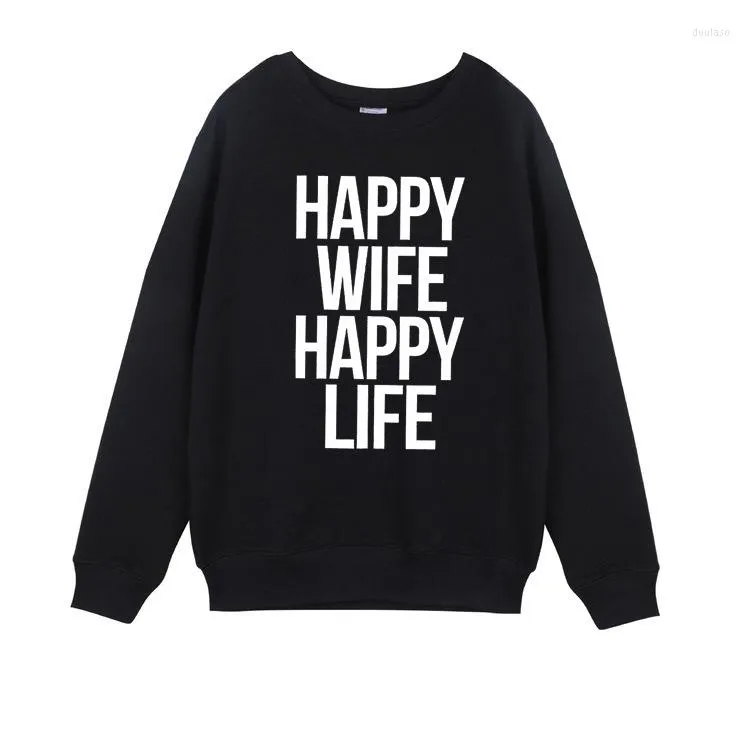 Womens Unisex Hoodie Happy Wife Life Casual Jumper Long Sleeve