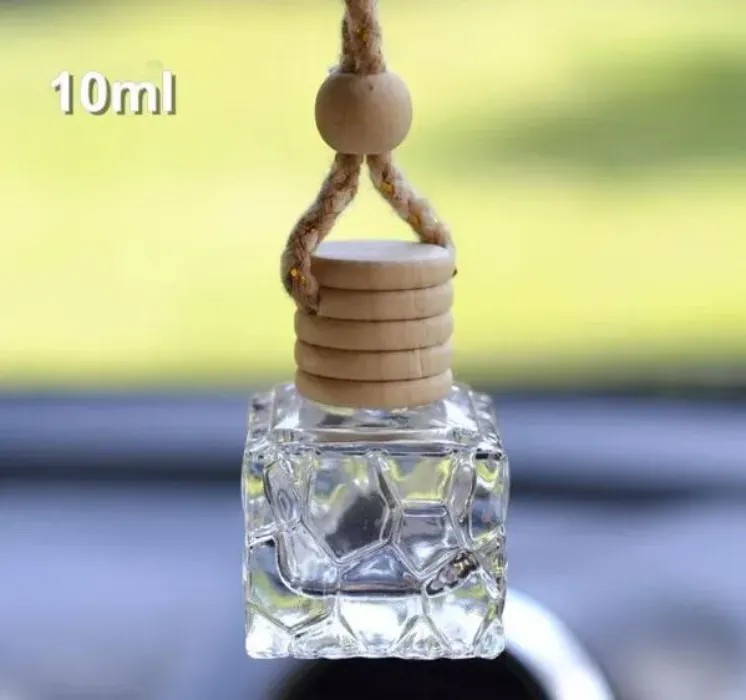 10ml Hanging Car Perfume Bottles Car Pendant Accessories Bottle Empty Square Glass Bottle Cosmetic Perfume Packaging Bottle Wholesale 5