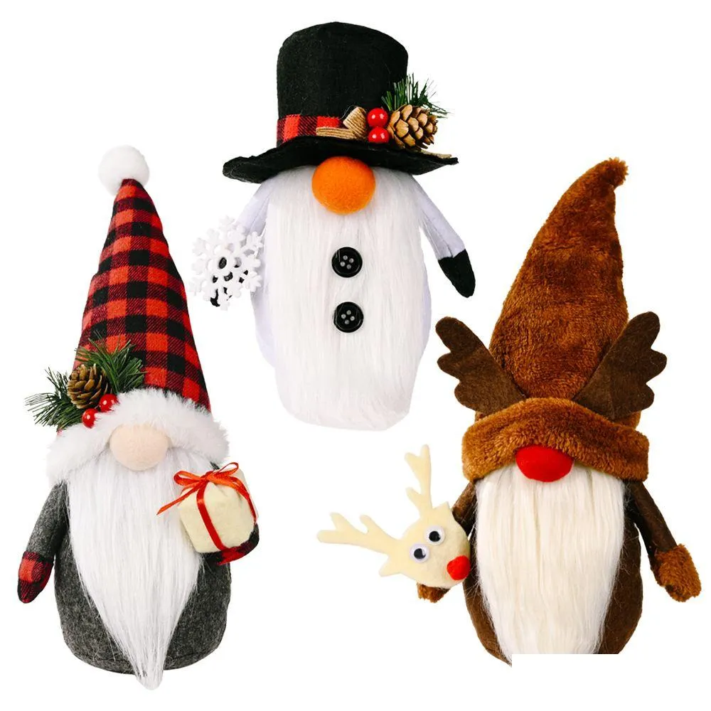 Noel Süslemeleri Yüzsüz Gnome El Yapımı Peluş Santa Kardan Adam Ren Geyiği Bebek Ev Partisi Windows Süs Xbjk2108 Damla Teslimat G Dhkl3